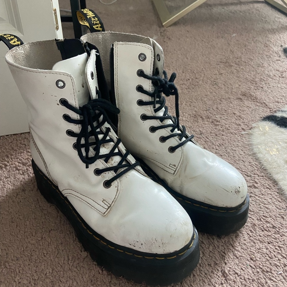 Dr Marten Jadon white platform boots